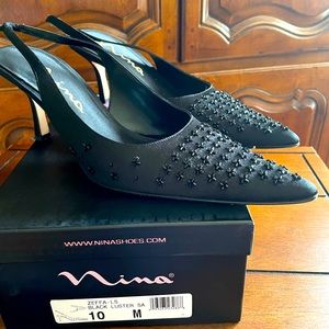 Nina Zeffa evening black sling back